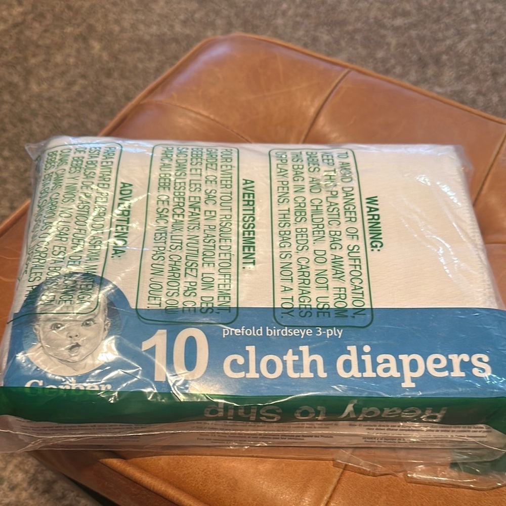 Gerber White Cloth Diapers Pack of 10